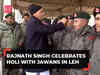 Defence Minister Rajnath Singh celebrates Holi with jawans in Leh