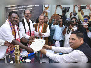 Tezpur: Congress candidate from Sonitpur seat Premlal Kunju files his nomination...