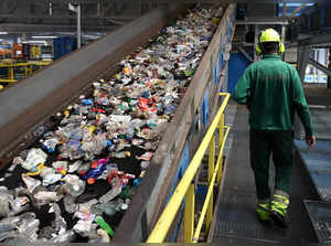PMD waste moves on conveyor belts at Indaver Plastics Recycling (IPR) plant in Willebroek
