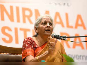 Bengaluru, Mar 24 (ANI): Union Finance Minister Nirmala Sitharaman speaking at a...
