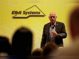 Bezhalel Machlis, President and CEO of Elbit Systems, one of Israel's largest defence contractors speaks during Elbit's annual investor conference in Tel Aviv