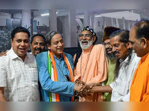 Thiruvananthapuram: Congress candidate for Lok Sabha elections Shashi Tharoor at...