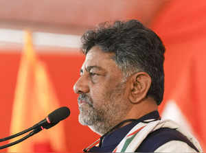New Delhi: Karnataka Deputy Chief Minister DK Shivakumar addresses the gathering...