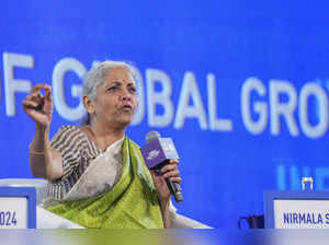 New Delhi: Union Finance Minister Nirmala Sitharaman addresses the ‘Times Now Su...