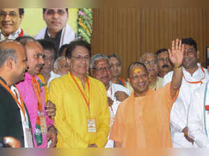 Meerut: Uttar Pradesh Chief Minister Yogi Adityanath at an election campaign eve...