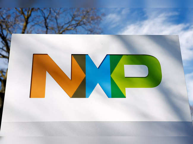 FILE PHOTO: A view shows a logo at NXP semiconductors computer chip fabrication plant in Nijmegen