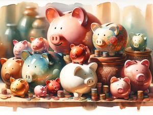piggy bank water colour one