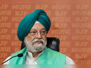 New Delhi: Union Minister Hardeep Singh Puri during a press conference after Aam...