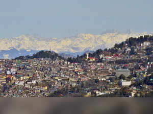 Shimla: Snow-covered Himalayas mountain range, seen from Shimla. (PTI Photo)(...