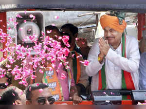 Nagpur: Union Minister and BJP candidate Nitin Gadkari during a Lok Sanvad Yatra...