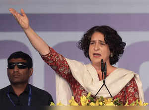 New Delhi: Congress leader Priyanka Gandhi Vadra addresses during I.N.D.I.A. blo...
