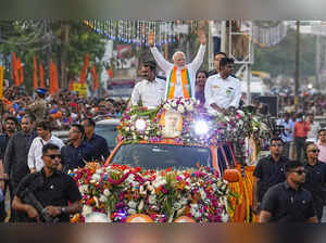 Coimbatore: Prime Minister Narendra Modi during a road show ahead of Lok Sabha e...