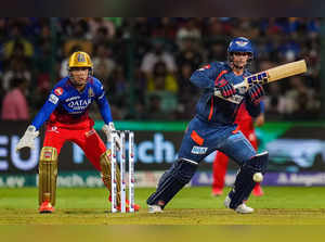Bengaluru: Lucknow Super Giants' Quinton de Kock plays a shot during the Indian ...