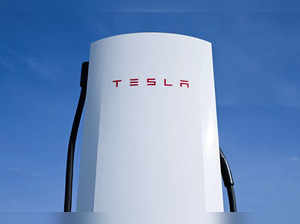 A Tesla electric car charging station near Berlin