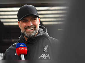 Liverpool's German manager Jurgen Klopp gives an interview to Sky Sports ahead of the English Premier League football match between Liverpool and Brighton and Hove Albion at Anfield in Liverpool, north west England on March 31, 2024.