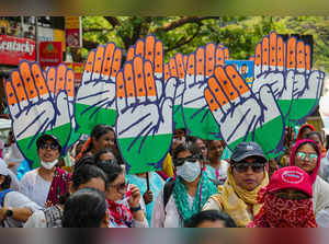 Bengaluru: Congress supporters during a rally of party candidate from Bengaluru ...