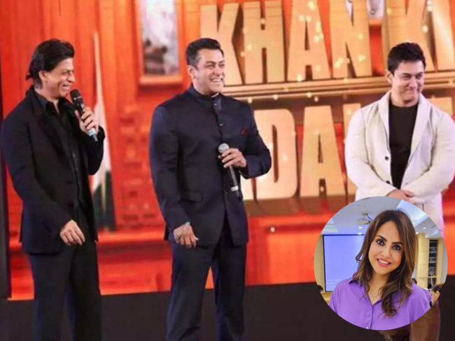 Shah Rukh Khan, Salman Khan, Aamir Khan and Nadia Khan (inset)