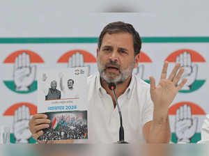 India's main opposition Congress party's manifesto for the general election in New Delhi