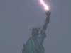 Lightning strikes the Statue of Liberty. See pics