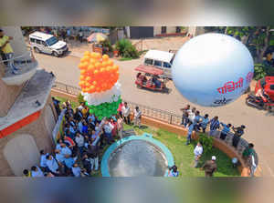 **EDS: TO GO WITH STORY** Chaibasa: A hot air balloon put up to raise voting awa...