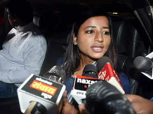 Ranchi, Feb 17 (ANI): Congress leader Amba Prasad speaks to the media as she le...
