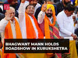 Haryana: Punjab CM Bhagwant Mann holds roadshow in Kurukshetra in support of AAP's Sushil Gupta