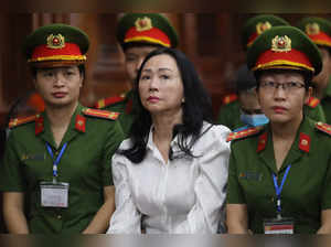 Vietnamese property tycoon Truong My Lan (C) looks on at a court in Ho Chi Minh city on April 11, 2024.