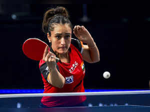 Mapusa: Indian paddler Manika Batra in action during the World Table Tennis (WTT...