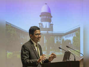 New Delhi: Chief Justice of India D Y Chandrachud addresses at a two-day confere...