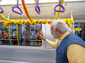 Kolkata, March 06 (ANI): Prime Minister Narendra Modi flags off metro railway se...