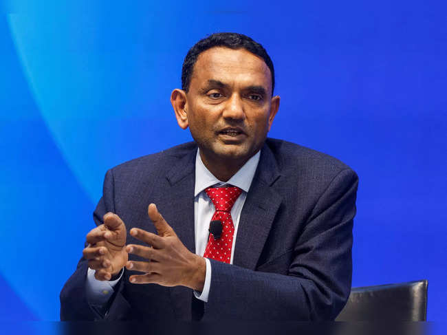 FILE PHOTO: Tata Consultancy Services (TCS) Chief Executive Officer K. Krithivasan speaks during a press conference announcing the company's quarterly results in Mumbai