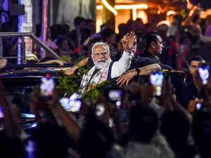 Prime minister Narendra Modi does road show in Guwahati