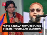 'Bow-Arrow' gesture fuels fire in Hyderabad election; Owaisi reacts, Madhavi Latha clarifies move 1 80:Image