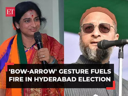 'Bow-Arrow' gesture fuels fire in Hyderabad election; Owaisi reacts, Madhavi Latha clarifies move