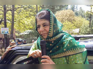 Anantang: PDP Chief Mehbooba Mufti speaks during a roadshow for Lok Sabha polls,...