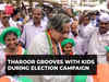 Kerala: Congress' Shashi Tharoor grooves with kids during election campaign in Thiruvananthapuram