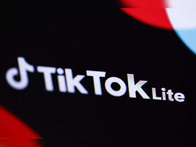 This photograph taken on April 11, 2024, in Paris, shows the logo of the Chinese social network application TikTok Lite.