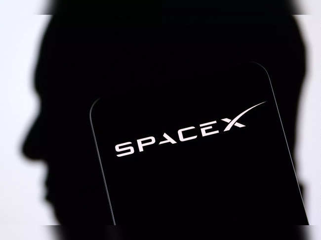 Illustration shows SpaceX logo and Elon Musk silhouette