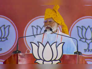 **EDS: IMAGE VIA @narendramodi** Banswara: Prime Minister Narendra Modi addresse...