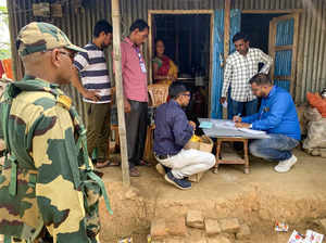 West Tripura: Security personnels keep vigil as election officials collect votes...