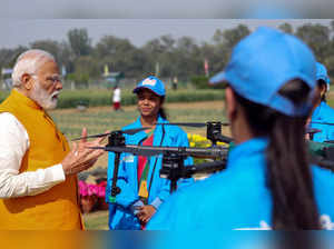 New Delhi, Mar 11 (ANI): Prime Minister Narendra Modi interacts with 'Namo Drone...