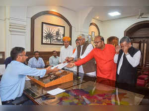Jodhpur: Union Minister and BJP candidate Gajendra Singh Shekhawat files his nom...