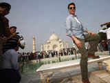 Cruise poses at the historic Taj Mahal