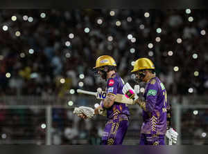 Kolkata: Kolkata Knight Riders batters Phil Salt and Sunil Narine during the Ind...