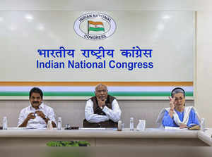 **EDS: IMAGE VIA AICC** New Delhi: Congress President Mallikarjun Kharge, party ...