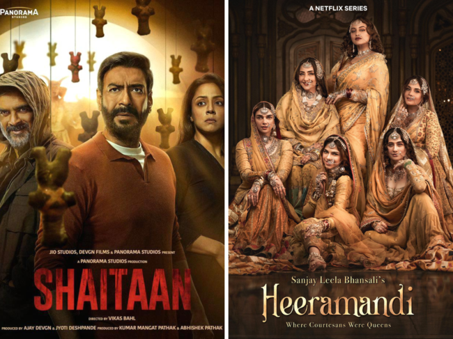 'Shaitaan' and 'Heeramandi' posters