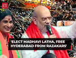 'Free Hyderabad from Razakars...', HM Amit Shah holds jam-packed roadshow in support of Madhavi Latha
