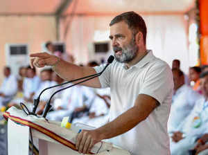 Kendrapada: Congress leader Rahul Gandhi  addresses a rally for Lok Sabha polls,...