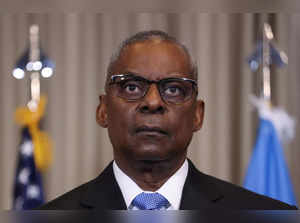 U.S. General Charles Q. Brown Junior and U.S. Secretary of Defense Lloyd Austin address the media at Ramstein