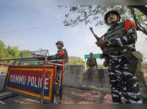 Jammu: Central Reserve Police Force (CRPF) personnel patrol J&K national highway...